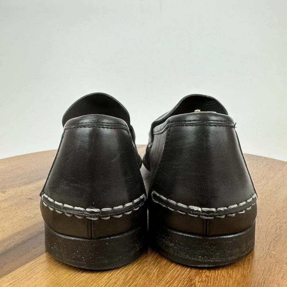 Mens Salvatore Ferragamo Black Leather Square Toe Penny Loafers Size 10.5‎ B GUC
